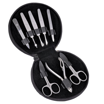 8 pcs. Trousses manucure Manikürenset / noir (cuir)